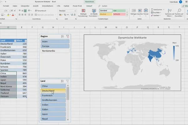 Diagramme in Excel erstellen: 5.11 | Dynamische Weltkarte