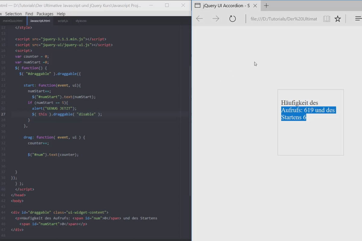 Den ultimata träningen för JavaScript och jQuery - 5.5 Draggable