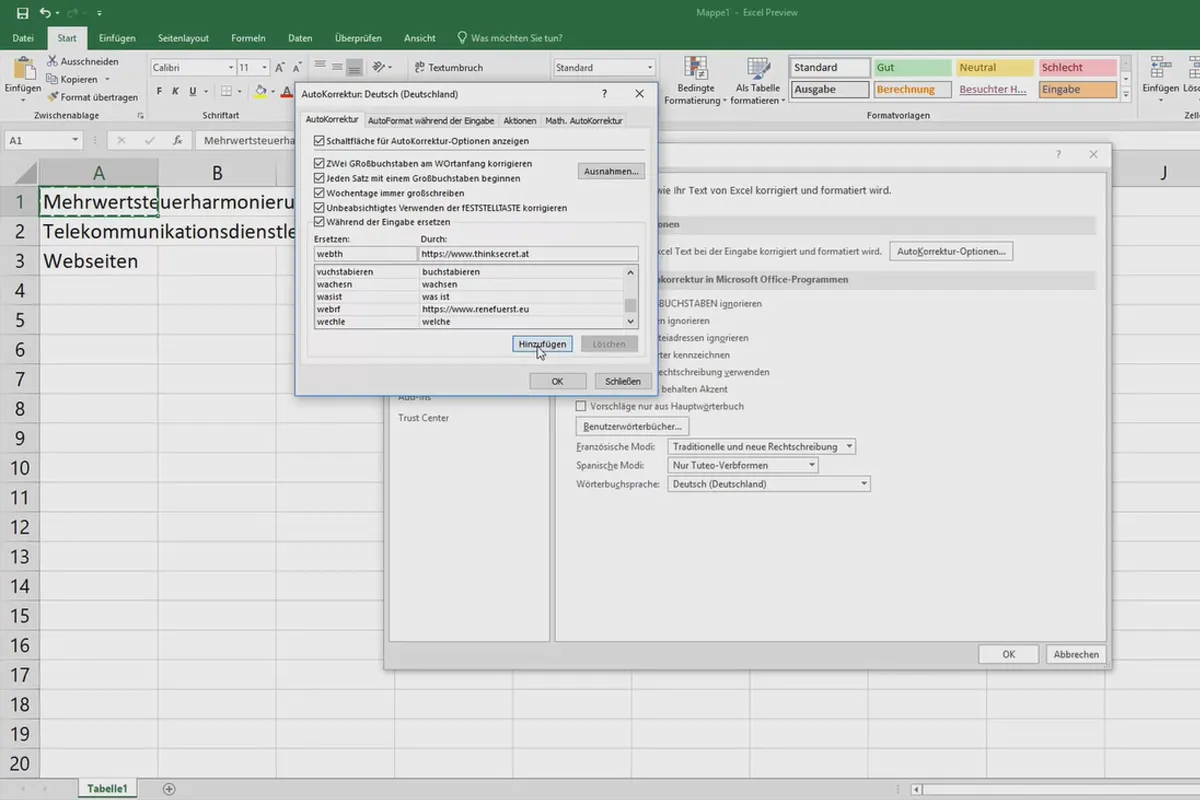 Excel-Training für mehr Effizienz im Büro: Kalender, Organigramm & Co – 5.1 Autokorrektur hilfreich nutzen