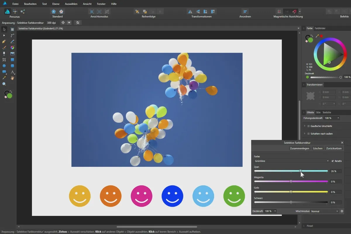 Affinity Designer-Tutorial – Grundlagen: 5.8 | Selektive Farbkorrektur