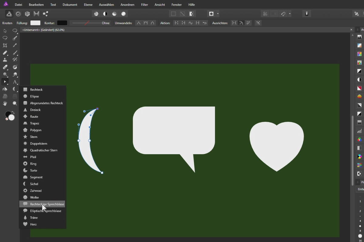 Affinity Photo - Tutorial - Grunnleggende: 3.16 | Formverktøy