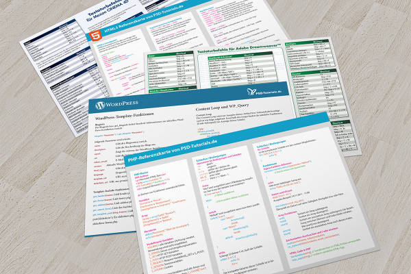 Mockup für Affinity Photo: fünf 1-seitige A4-Flyer im Querformat