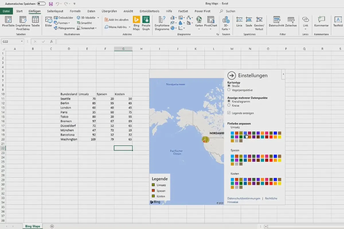 Diagramme in Excel erstellen: 5.12 | Bing-Maps
