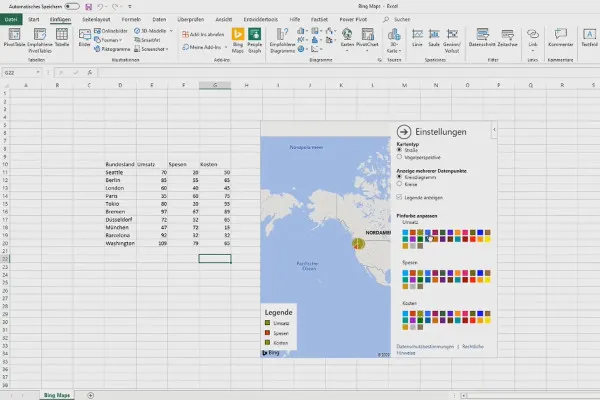 A crea diagrame în Excel: 5.12 | Bing-Maps