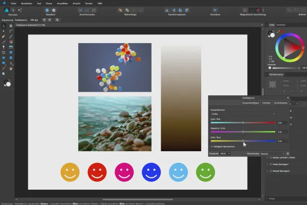 Affinity Designer -ohje: Perusteet: 5.9 | Väri tasapaino.
