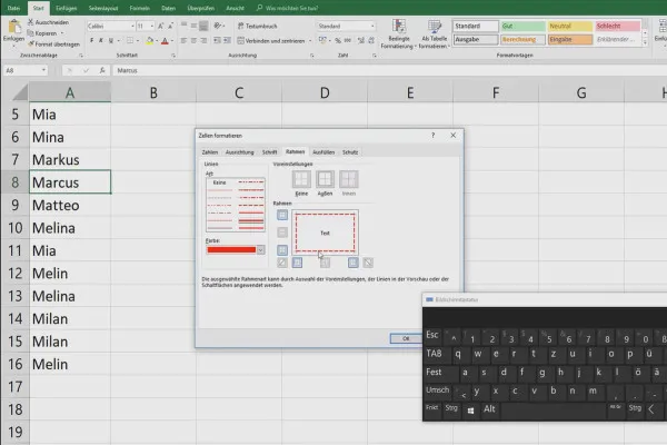 Excel-Tutorial: Pivot, Diagramme und Tabellen-Design zur anschaulichen Daten-Präsentation – 5.3 Linien in Zellen