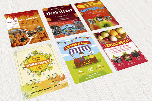 Plantilla de Photoshop para seis folletos A4 de una página en formato vertical