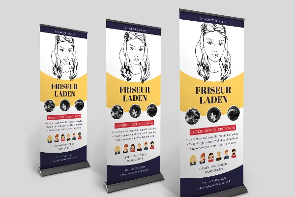 Ontwerp sjablonen voor roll-up banners die opvallen - Versie 4