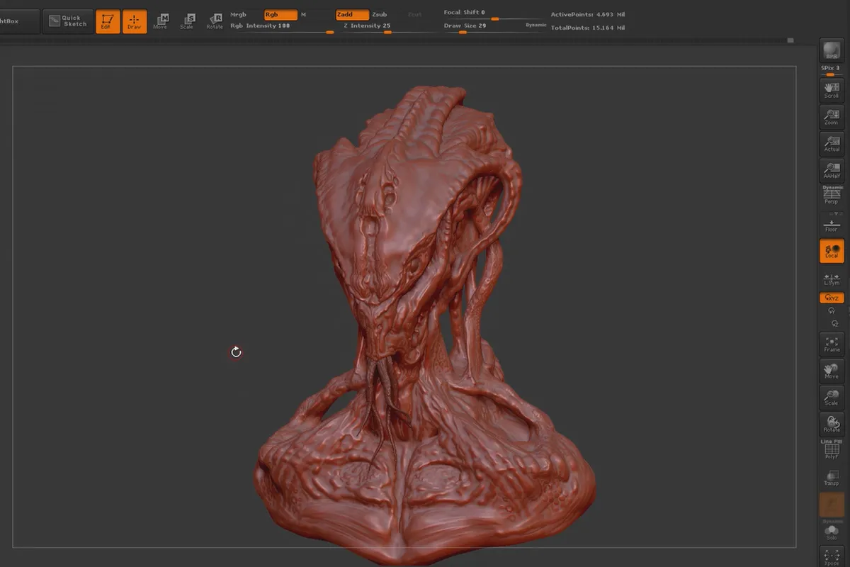 ZBrush 초보자를 위한: 10.1.4 작업흐름 I - 디테일링: 브러시