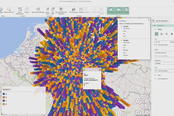 A crea diagrame în Excel: 5.13 | Hartă 3D (Power Map)
