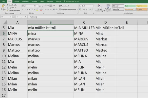 Tutorial Excel: Pivot, diagram, dan desain tabel untuk presentasi data yang jelas - 5.4 Mengubah huruf besar/kecil dari teks di Excel