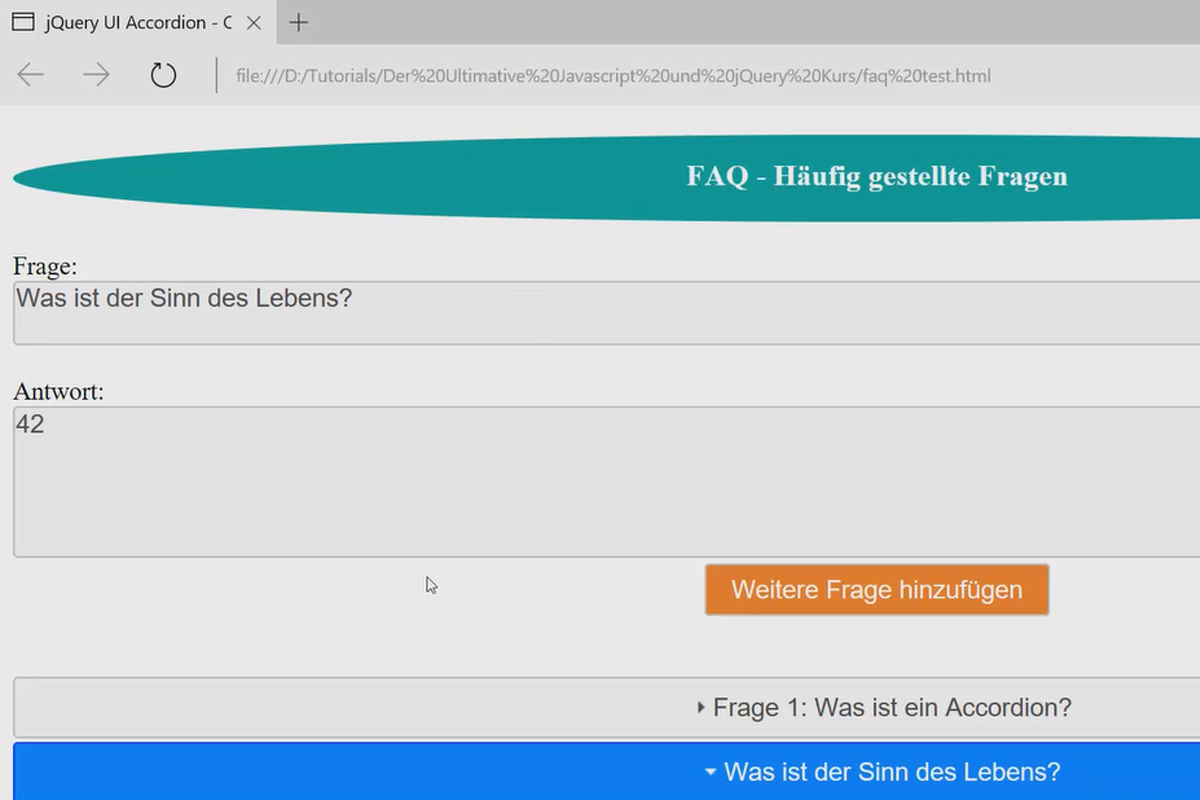 Den ultimata träningen för JavaScript och jQuery - 6.1 FAQ-sida: Introduktion