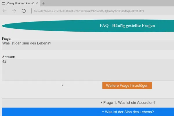 Das ultimative Training für JavaScript und jQuery – 6.1 FAQ-Seite: Vorstellung