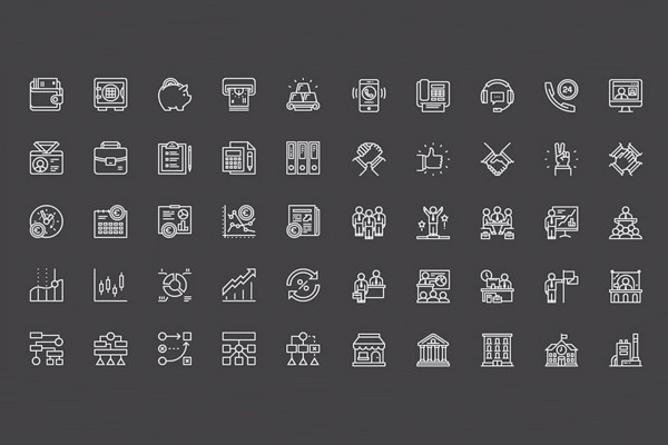 100 iconos de empresa con contorno blanco