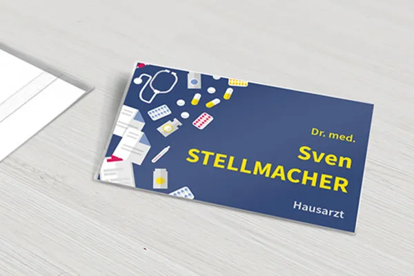 Photoshop-Mockup-Vorlage für einen Namensschild im Format 85 x 55 mm