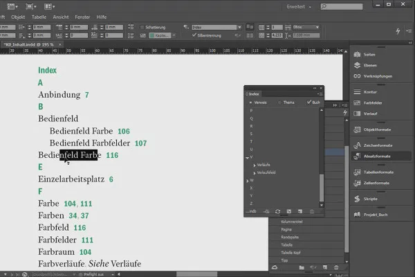 Großprojekte in Adobe InDesign - 5.04 - Index