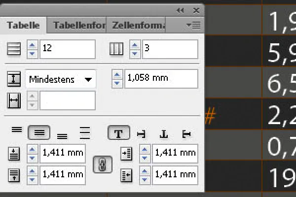 Skirtukai ir lentelės programoje "InDesign