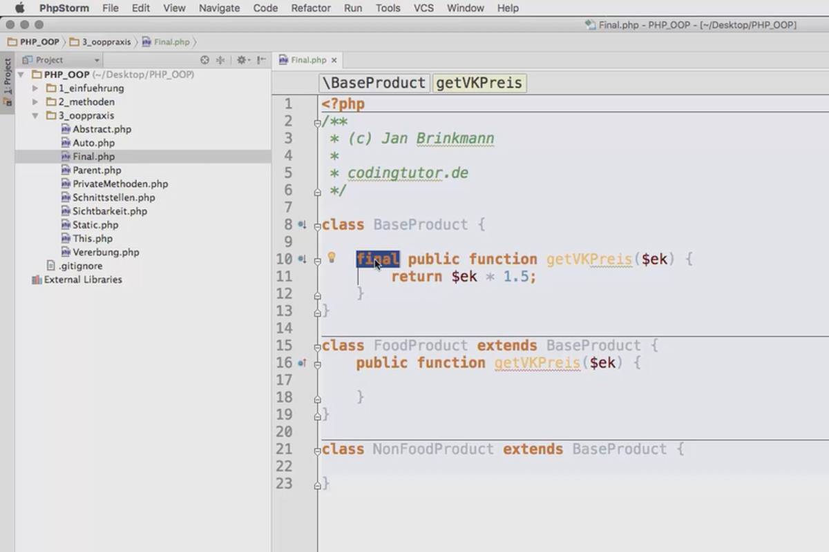 Programación web orientada a objetos con PHP - 5.10 Evitar la sobreescritura con final