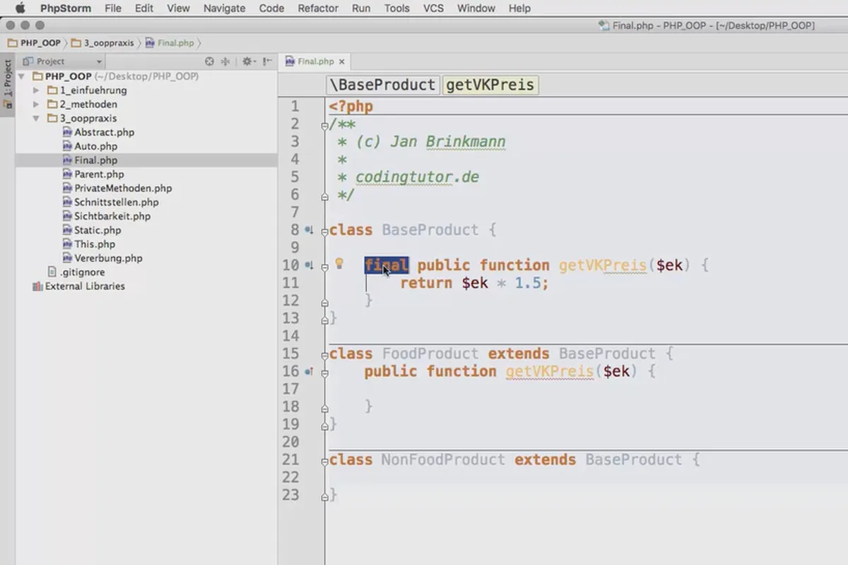 Objektorientierte Web-Programmierung mit PHP – 5.10 Überschreiben verhindern mit final