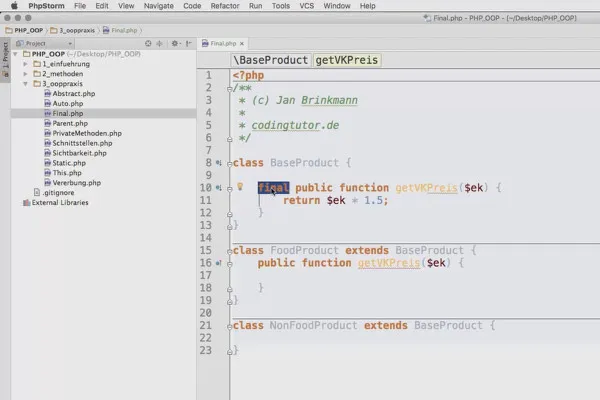 Objektorientierte Web-Programmierung mit PHP – 5.10 Überschreiben verhindern mit final