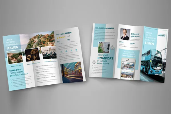 Template Photoshop untuk dua lipatan pamflet