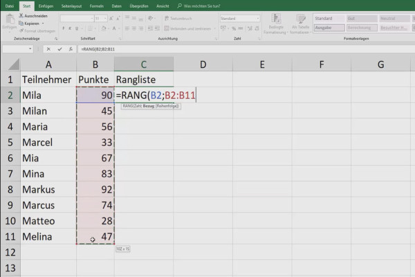 Excel tutorial: Pivot, charts and table design for clear data presentation - 5.6 Automatically generate ranked lists