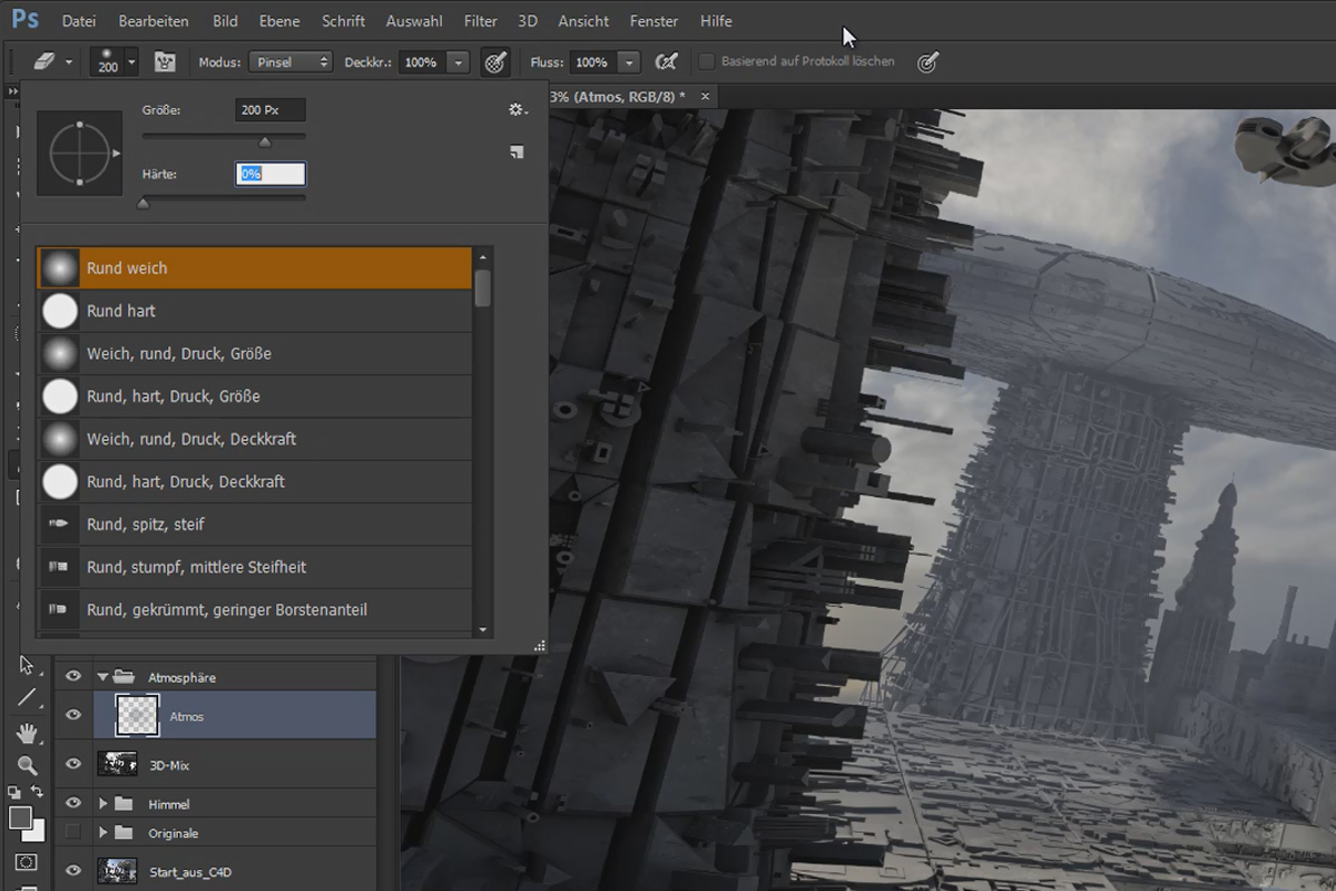 Cinema 4D kohtaa Photoshopin: II - 2.2. Lisää perusilmapiiri