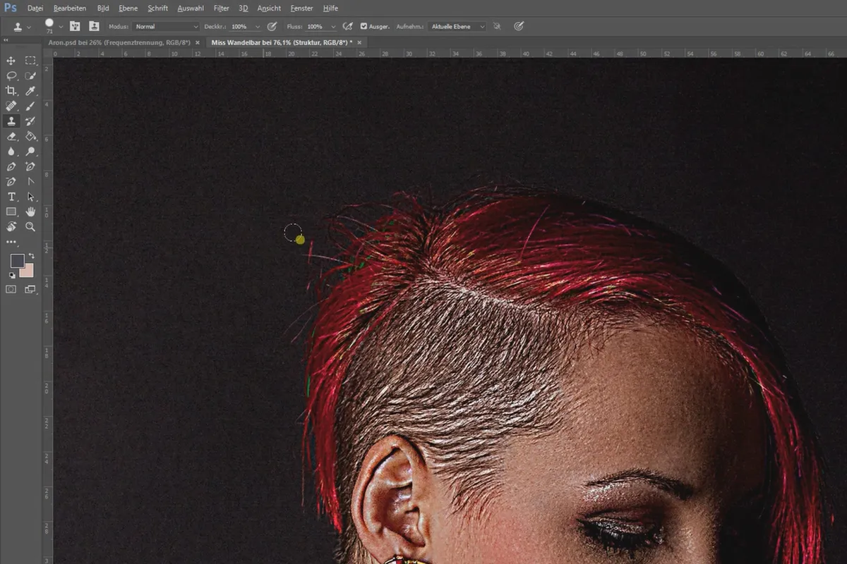 Separazione delle frequenze in Photoshop - 40 sfondo e capelli.