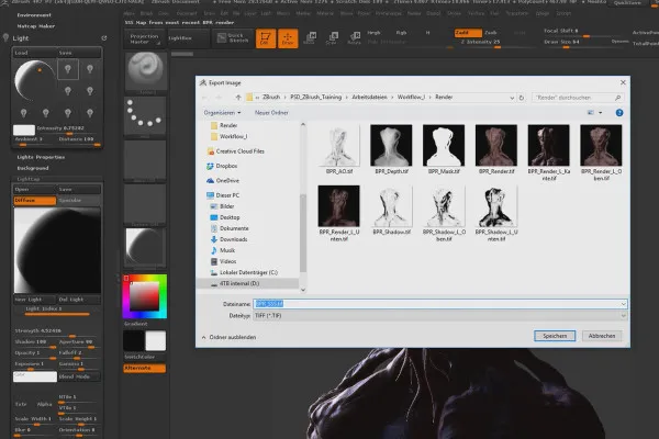 ZBrush für Einsteiger: 10.1.7 Workflow I – Lightning/Rendering