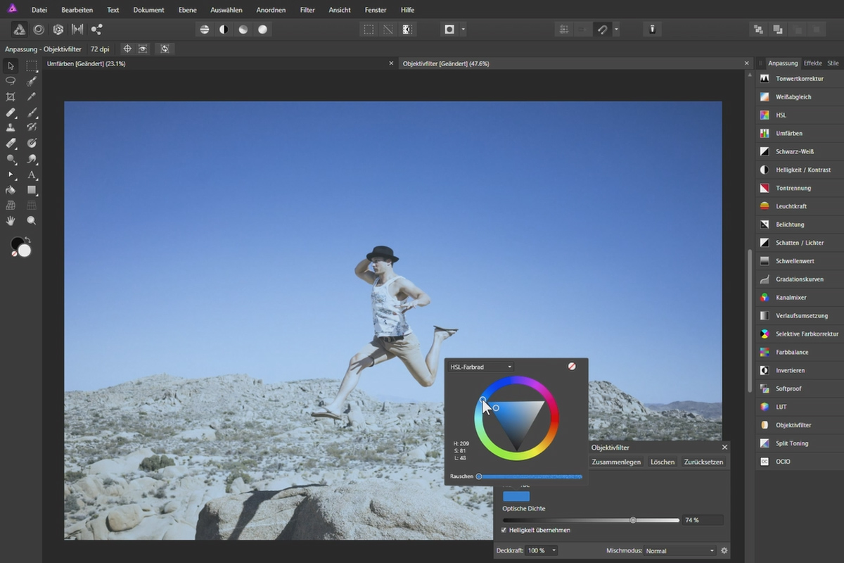 Affinity Photo-opplæring - Grunnleggende: 4.4 | Ombryting og lins Filtre