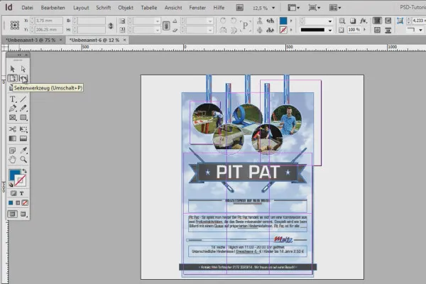 Patarimai ir gudrybės dėl Adobe InDesign: naudojant puslapių įrankį puslapius galima vienas po kito padėti, pvz., „Puzzle“ atveju.