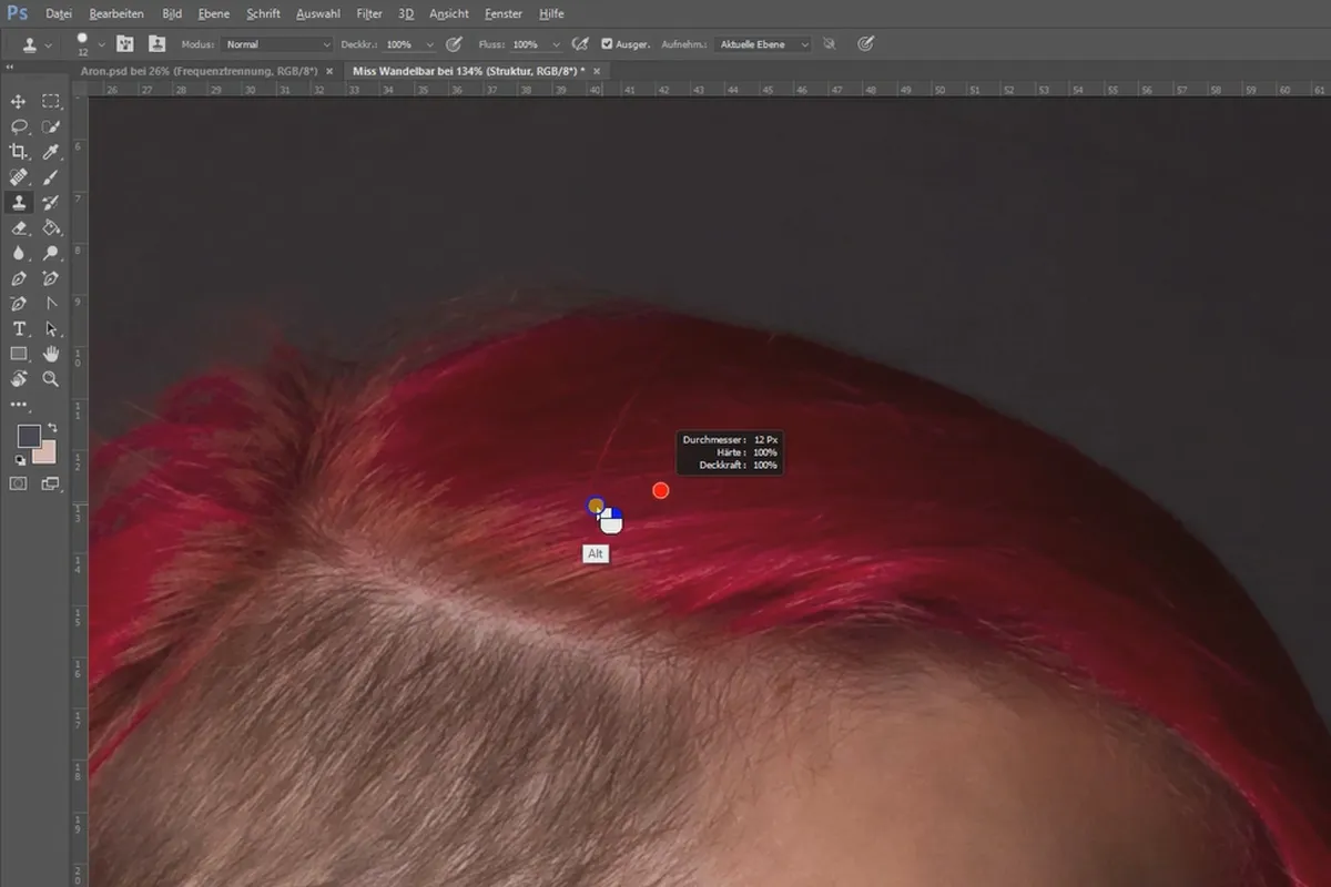 Frequenztrennung in Photoshop – 41 Einzelnes Haar