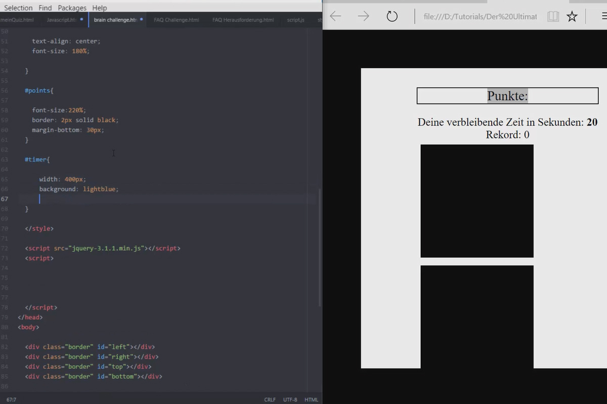 Den ultimata träningen för JavaScript och jQuery - 7.2 Brain-Game: HTML och CSS