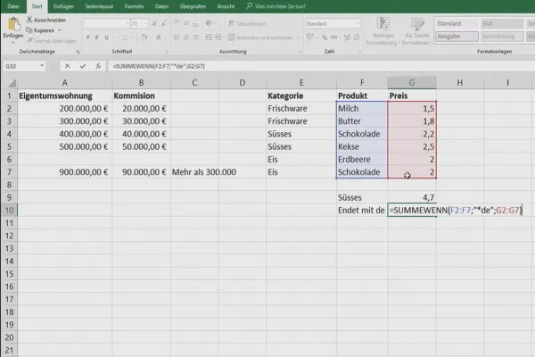 Tutorial Excel: Pivot, diagram, dan desain tabel untuk presentasi data yang informatif - 5.8 Menjumlahkan berdasarkan kriteria rentang sel.