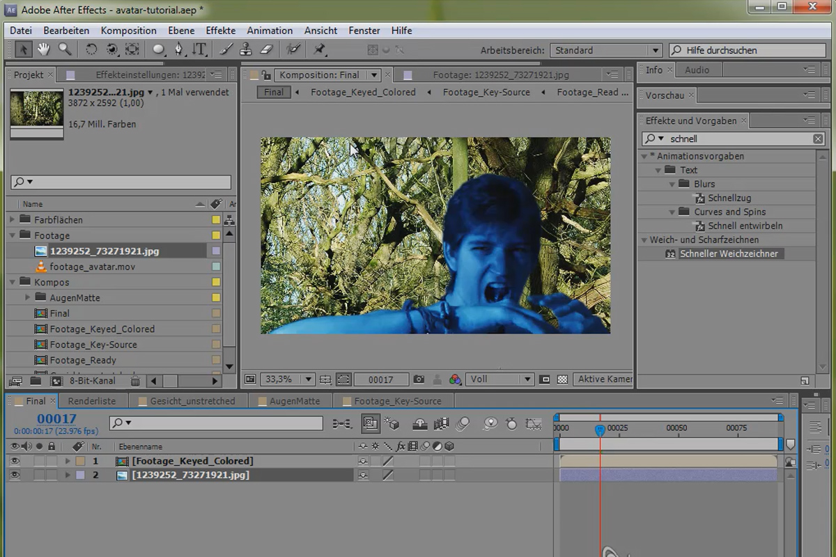 SpecialFX - Popular effects Part 3.2 - Avatar - Green screen compositing