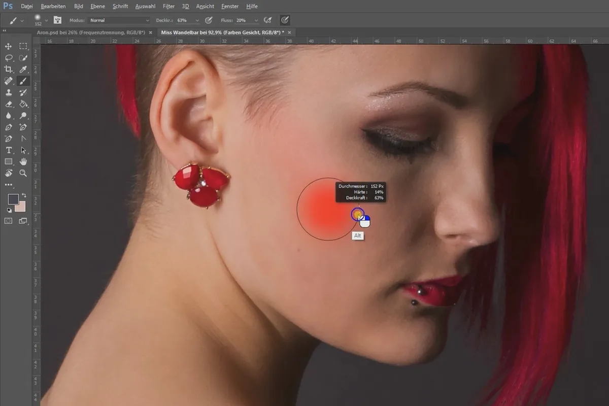 Frequenztrennung in Photoshop – 42 Farben Gesicht