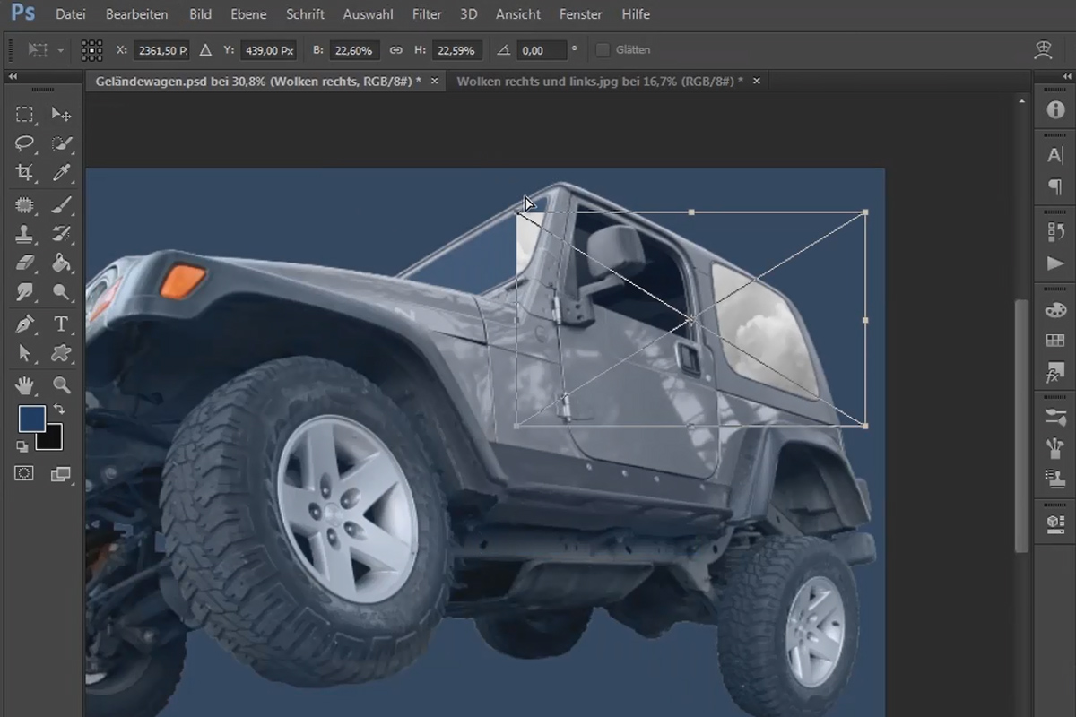 Photoshop-kompositointi - Myrskytanssijat - Osa 09: Optimize windows the off-road vehicle