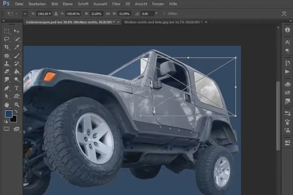 Photoshop-Composing - Die Sturmtänzer - Teil 09: Fenster beim Geländewagen optimieren