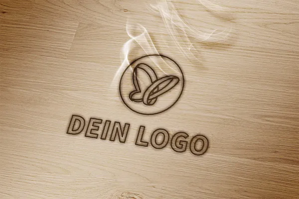 Photoshop-Mockup-skabelon for logoer: Røgfyldt brandsår på træ