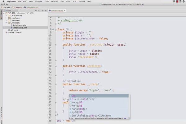 Objektorienteret webprogrammering med PHP - 6.02 Søvn og Vågn op under serialisering.