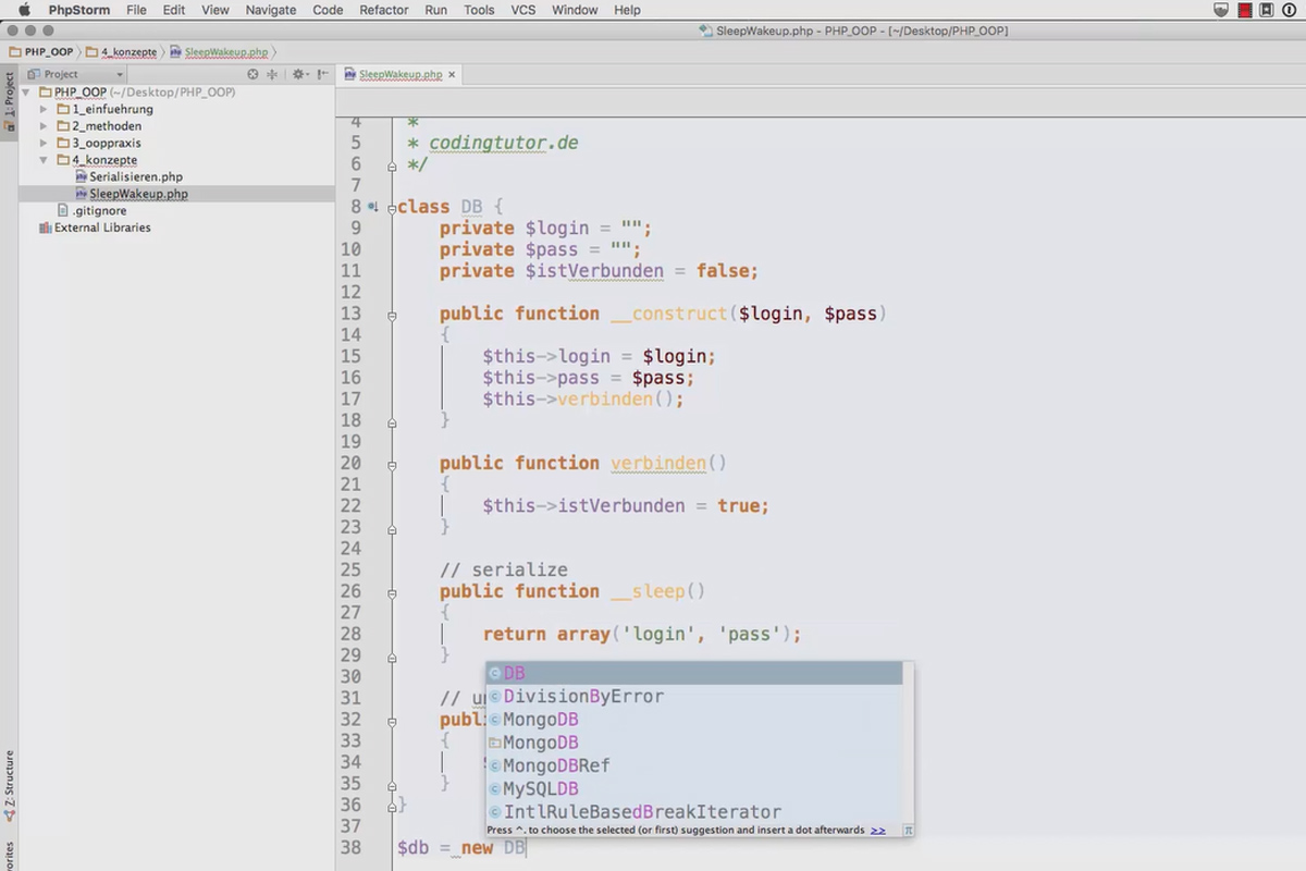 Programación web orientada a objetos con PHP - 6.02 Sleep y WakeUp durante la serialización