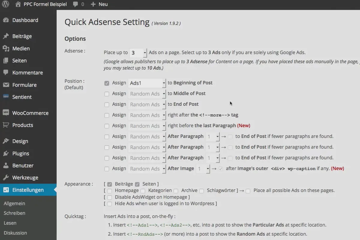 Tjen penge med AdSense-formlen - brug Quick AdSense 7.8