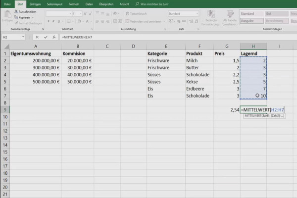 Excel tutorial: Pivot, charts and table design for clear data presentation - 5.10 Calculate mean value