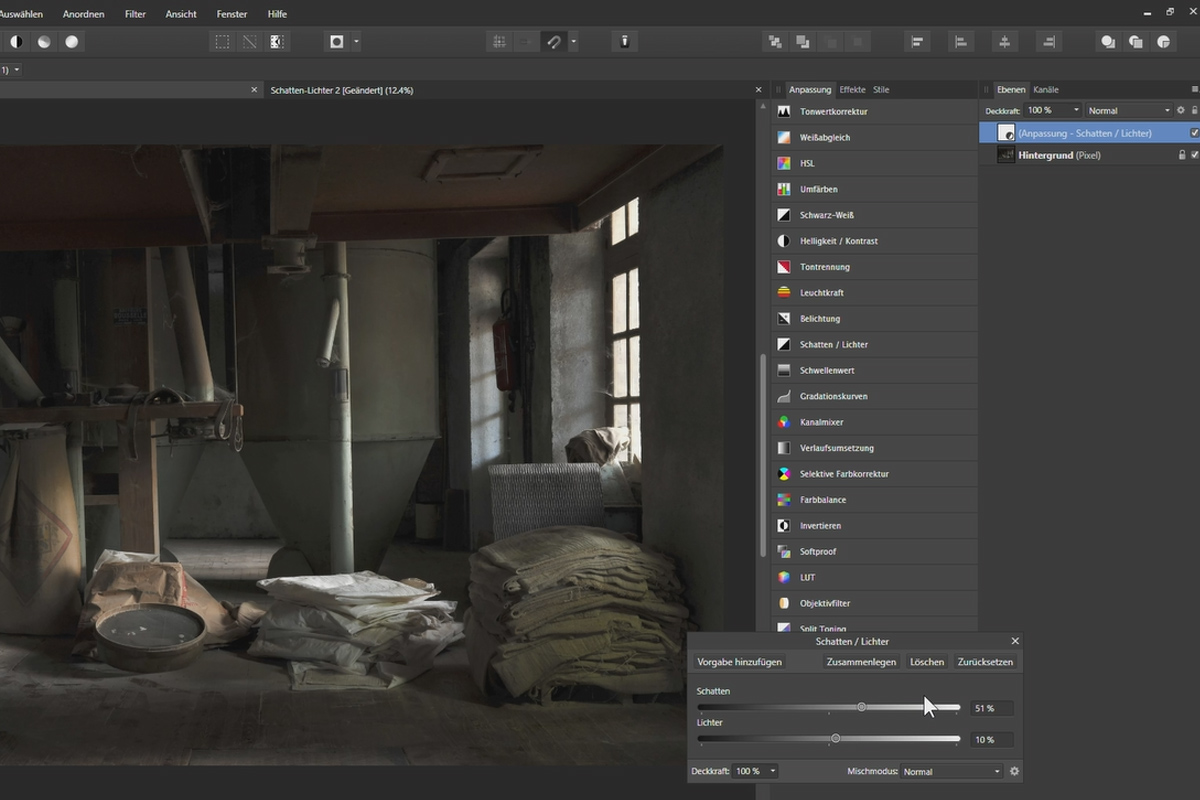 Affinity Photo-opplæring - Grunnleggende: 4.7 | Skygger-Lys