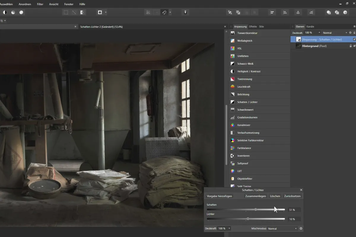 Affinity Photo-Tutorial – Grundlagen: 4.7 | Schatten-Lichter