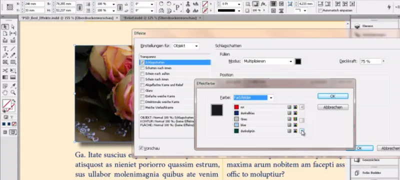Poveikių objektams pridėjimas programoje "InDesign