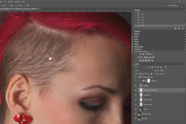 Separazione delle frequenze in Photoshop - 44 Compattazione dei capelli corti