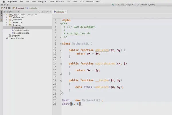 Objektorientert webprogrammering med PHP - 6.03 Den magiske metoden __invoke.