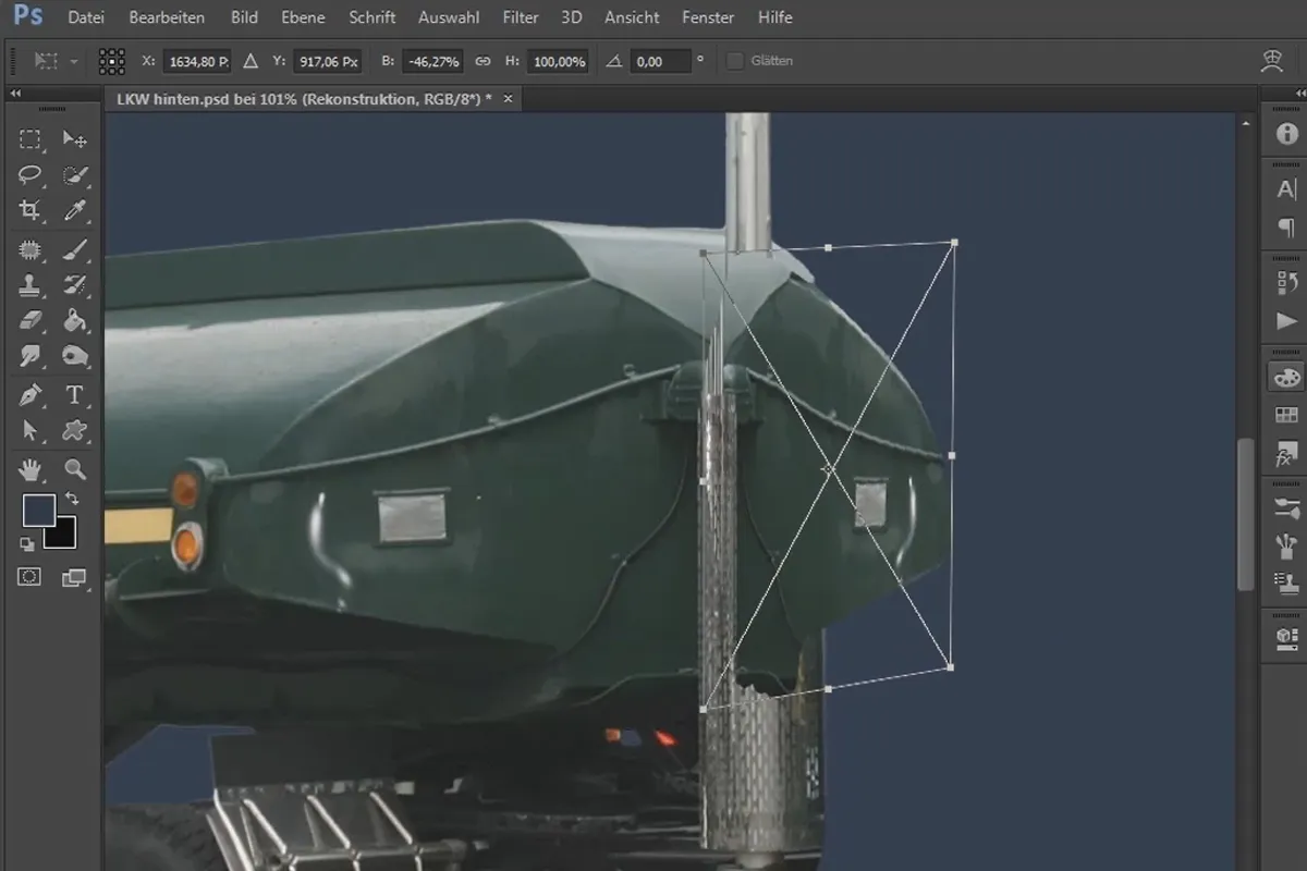Photoshop-Composing - Die Sturmtänzer - Teil 11: Gastank des LKWs freistellen