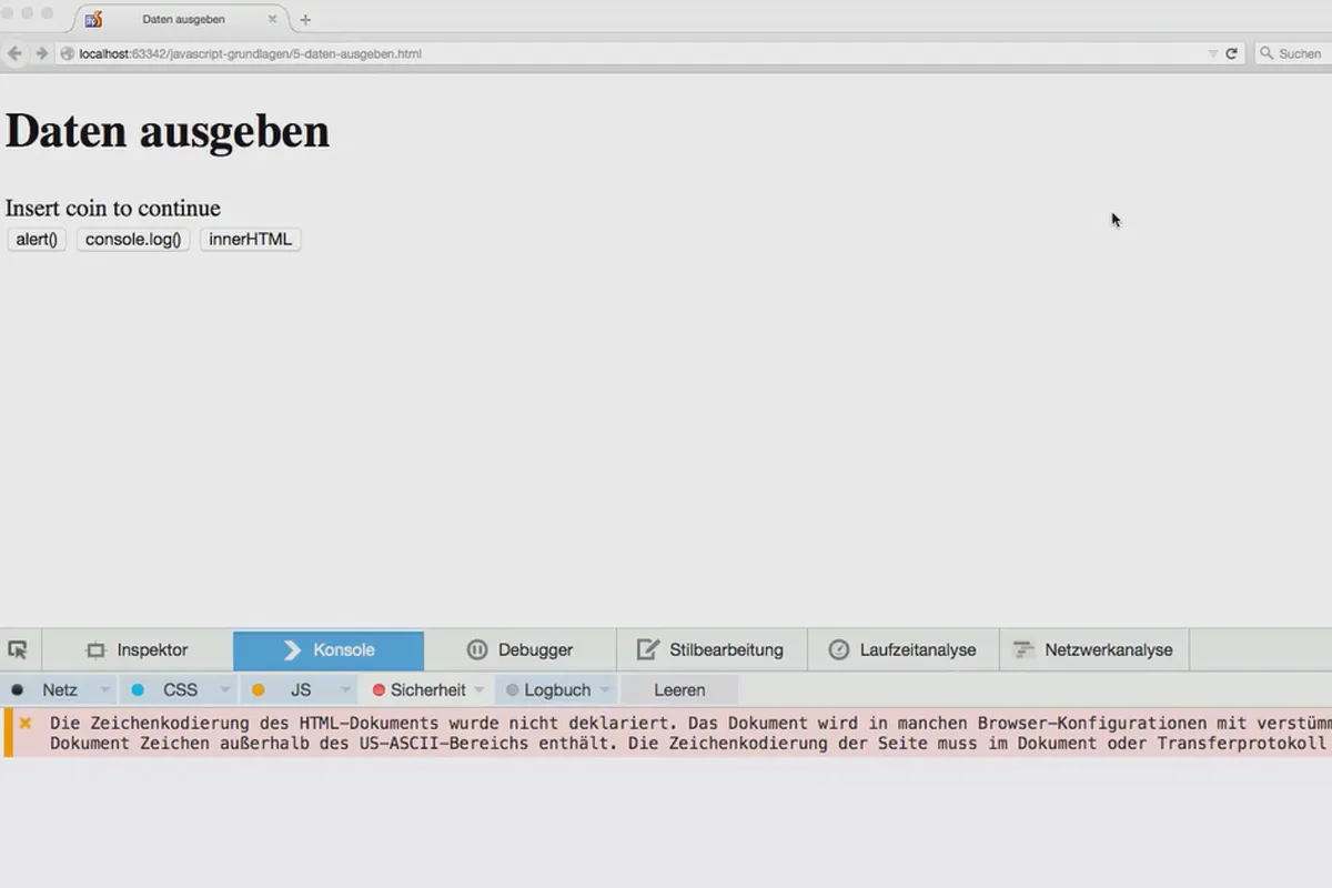 Grundlagen JavaScript – 05 Daten ausgeben